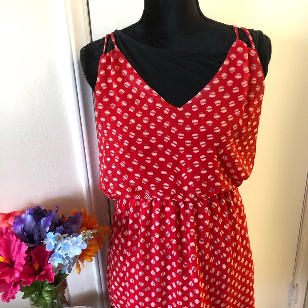 *Sold* Paisley and Ivy Red and Tan Dress Size M - Picture 2 of 6